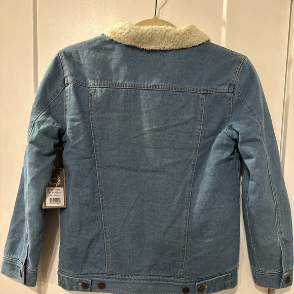 Kids Blue Denim Jacket with Sherpa Collar - Picture 8 of 9